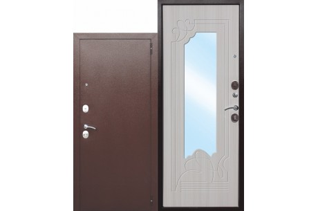 Входная дверь с зеркалом Ампир Белый ясень